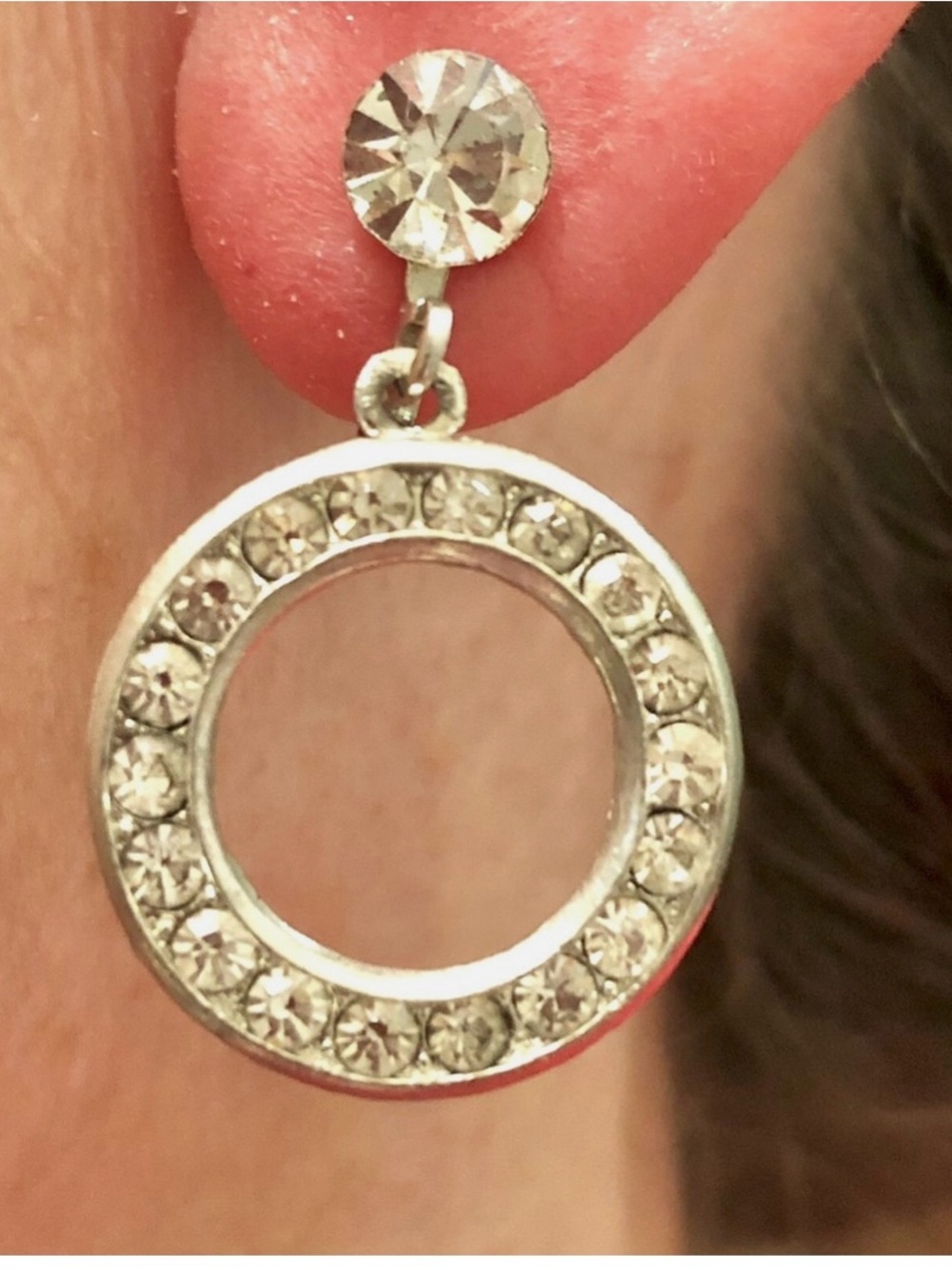 Vintage “Styles by Sheffield” Screw Back Dangle Rhinestone Earrings